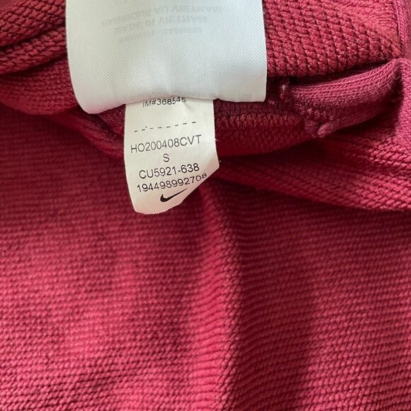 Nike Dri-Fit Sweatshirt Women Small Maroon Oversize Glitter Logo Slit Drawstring - Picture 4 of 11
